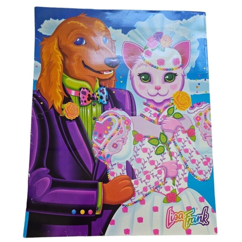 Lisa Frank 2 Pocket Folder UNPUNCHED Doglas Catrina Wedding Dog Cat Vintage